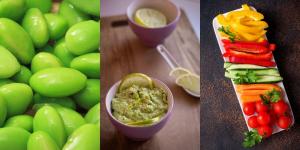 Spicy Edamame Hummus with Vegetable Sticks